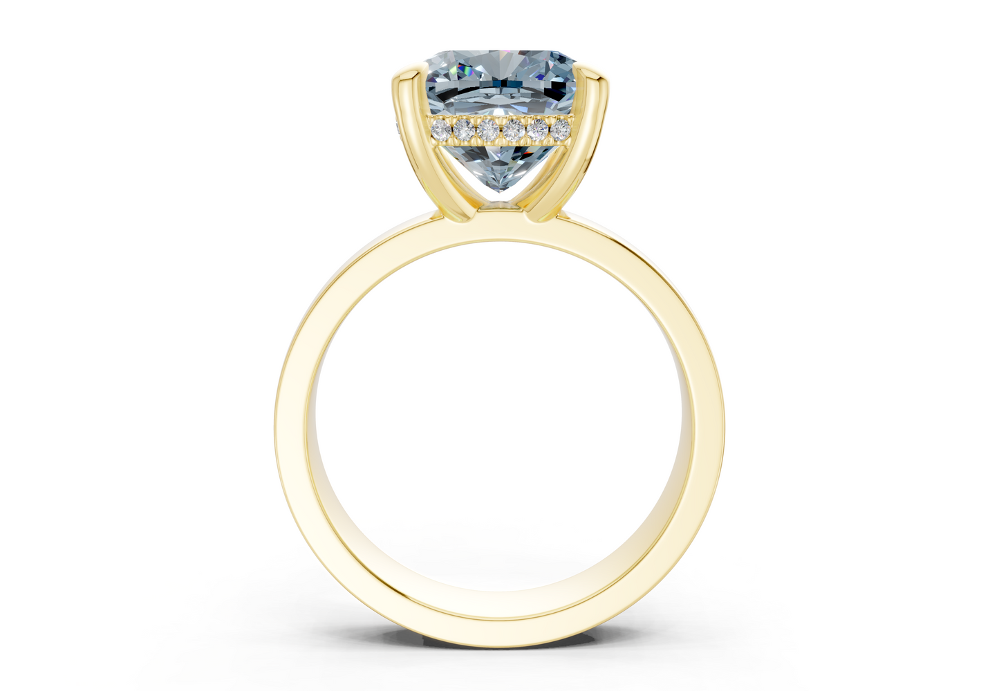 Echo Blue Diamond Solitaire Cushion Squareuare Cut 4mm Engagement Ring
