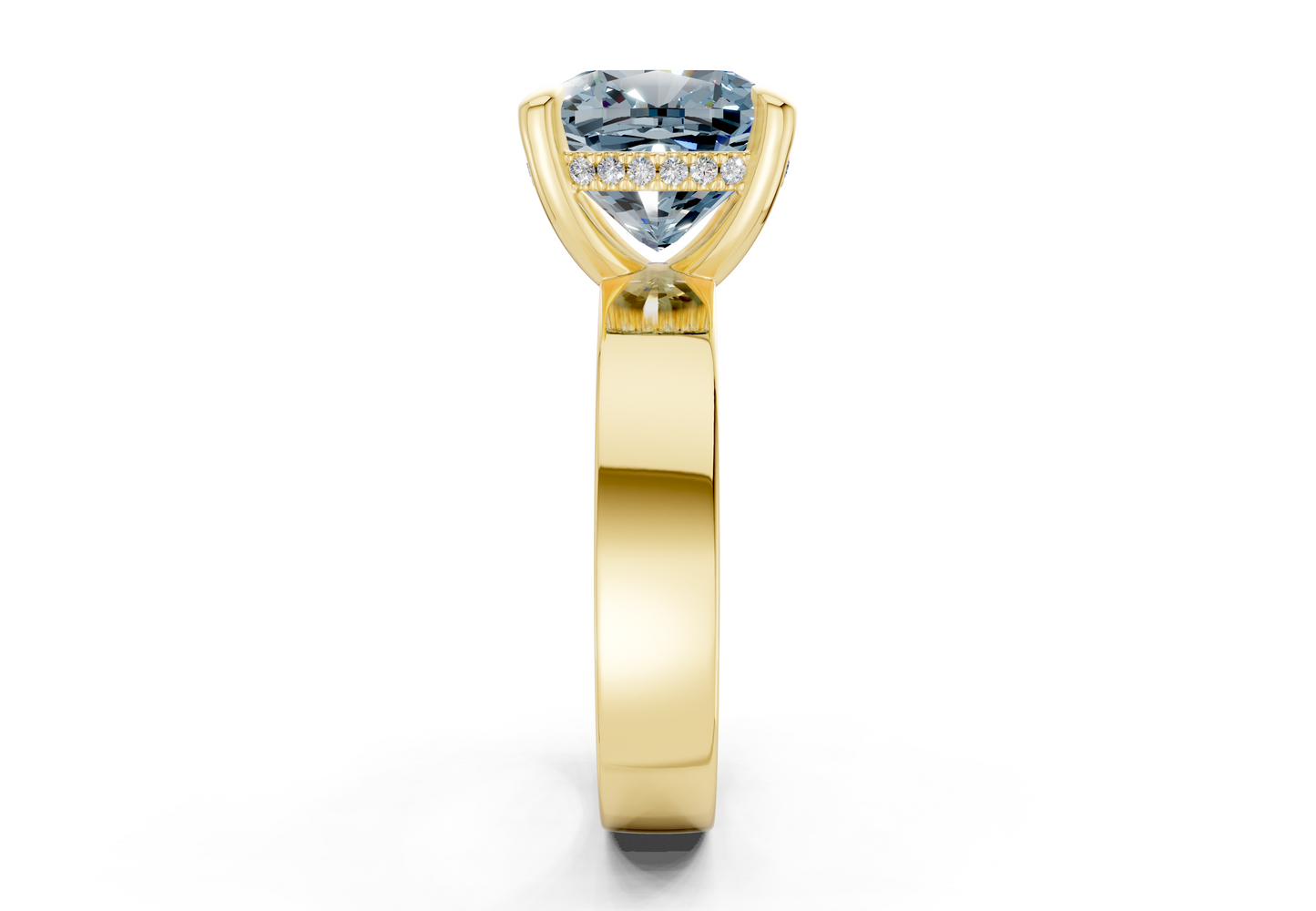 Echo Blue Diamond Solitaire Cushion Squareuare Cut 4mm Engagement Ring