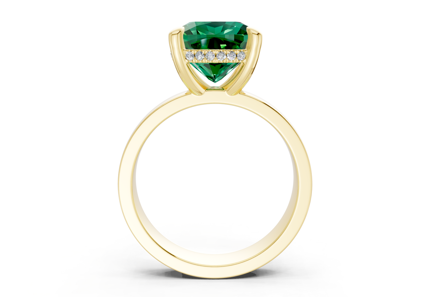 Echo Emerald Gemstone Solitaire Cushion Squareuare Cut 4mm Engagement Ring