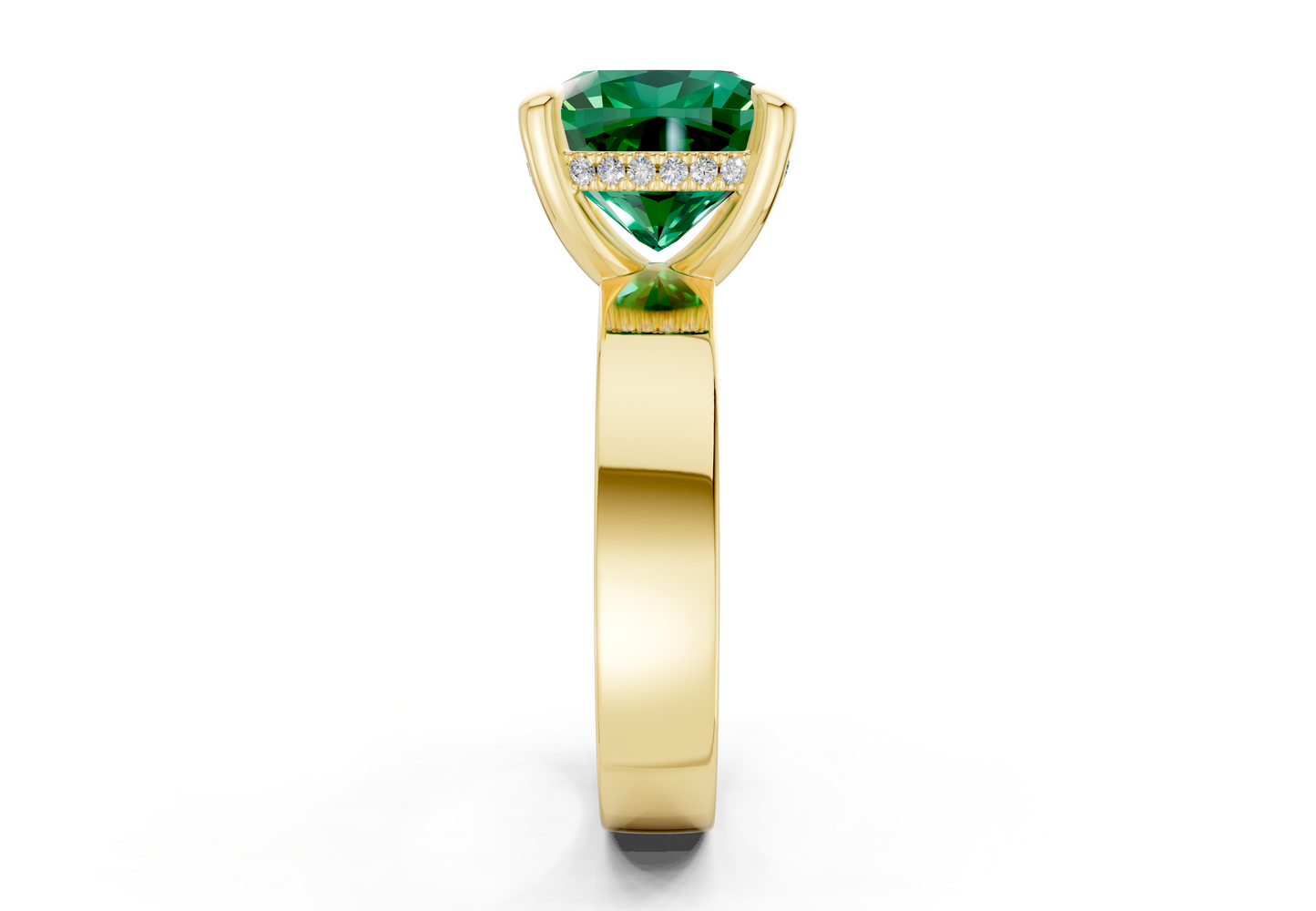 Echo Emerald Gemstone Solitaire Cushion Squareuare Cut 4mm Engagement Ring