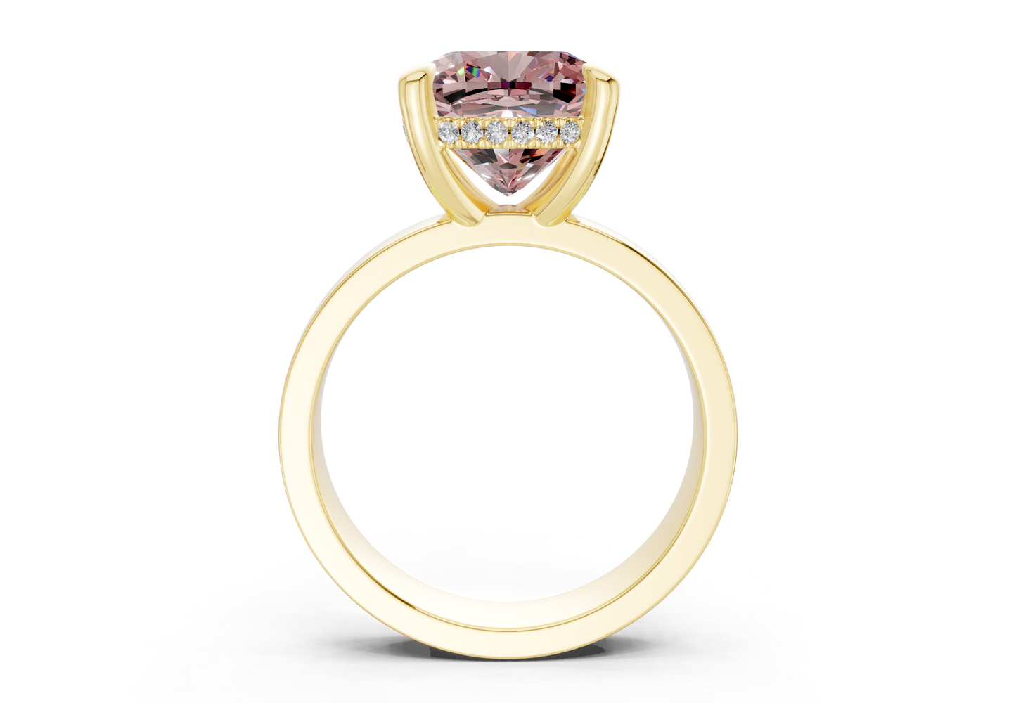 Echo Pink Diamond Solitaire Cushion Squareuare Cut 4mm Engagement Ring