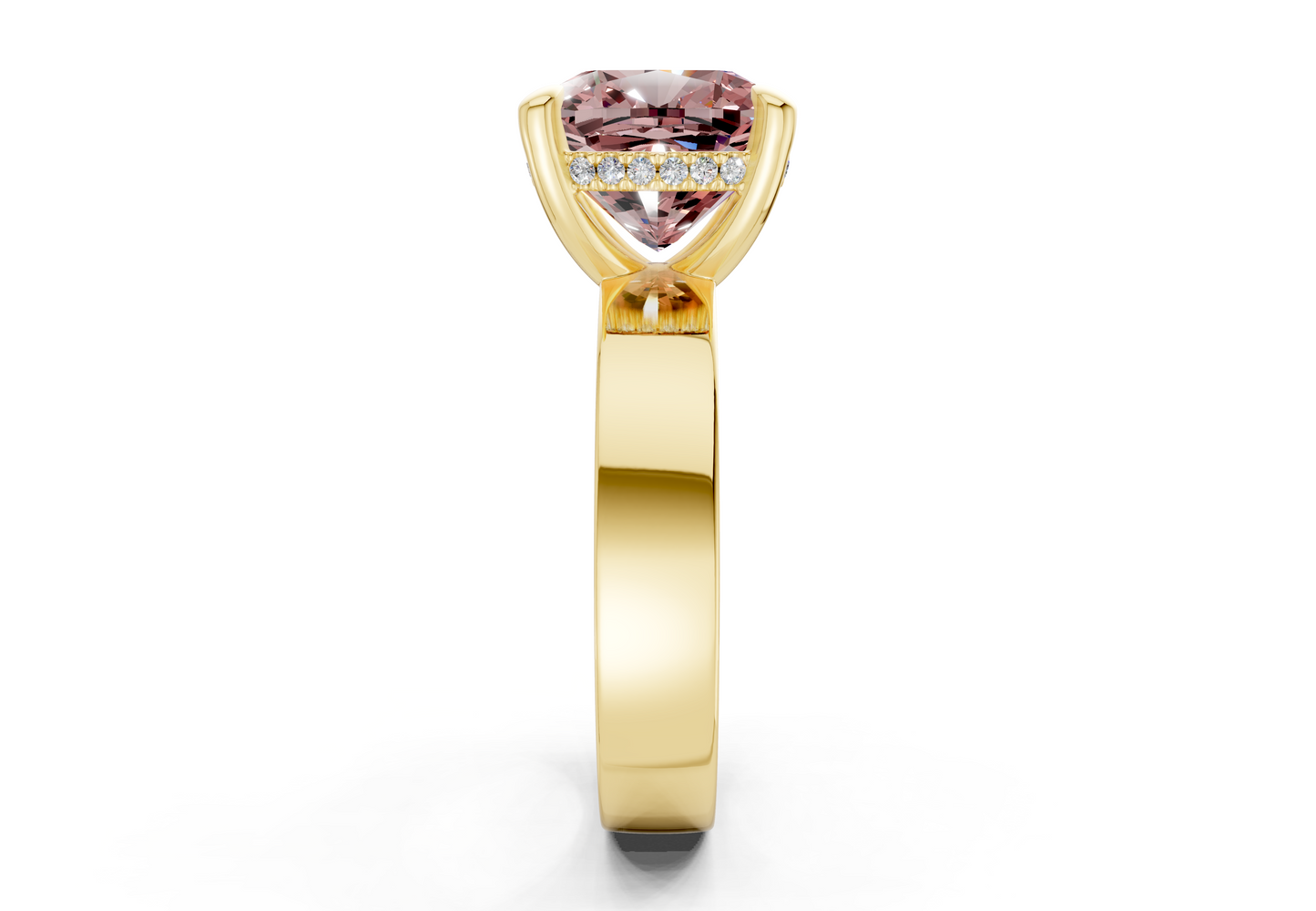 Echo Pink Diamond Solitaire Cushion Squareuare Cut 4mm Engagement Ring