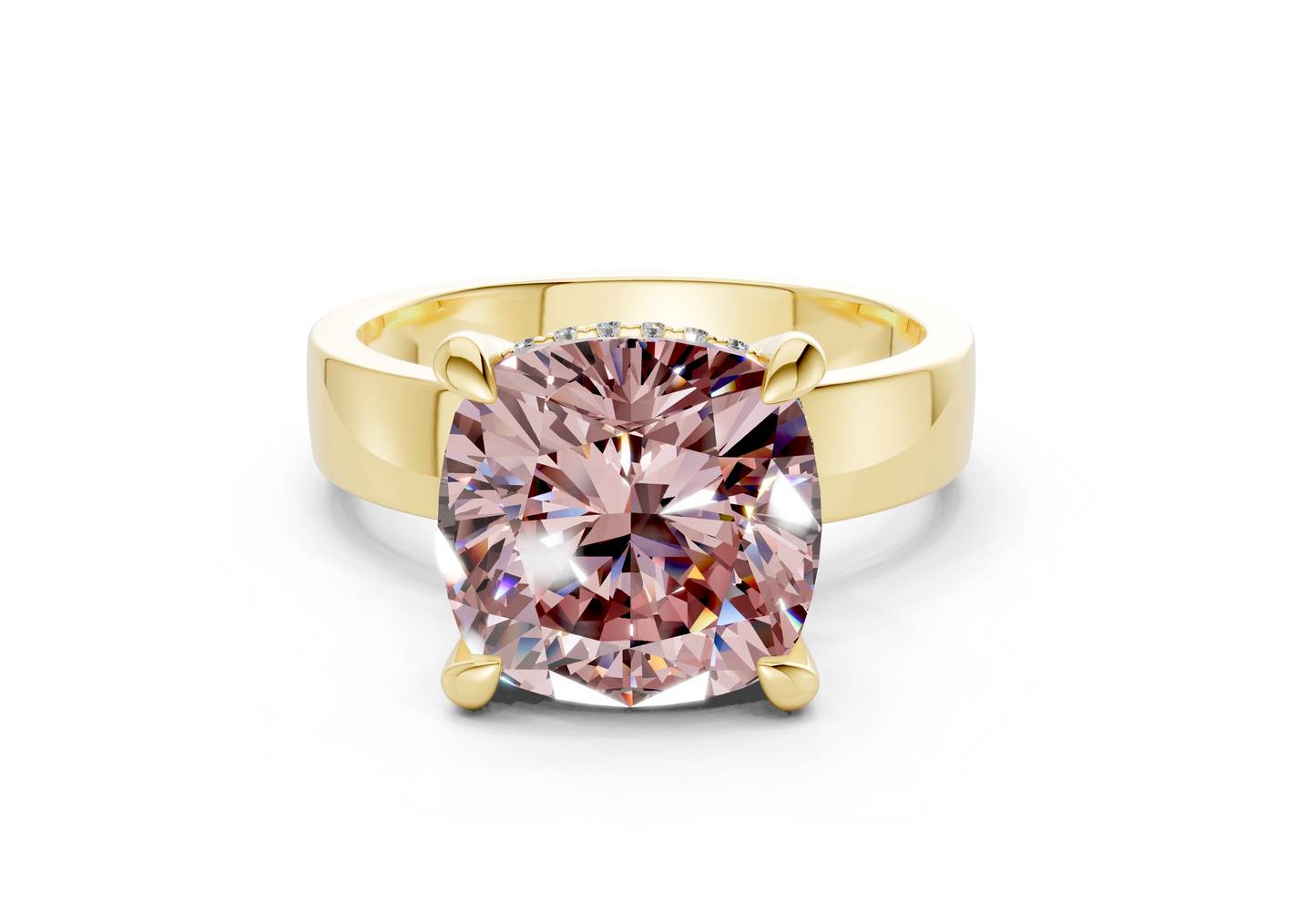 Echo Pink Diamond Solitaire Cushion Squareuare Cut 4mm Engagement Ring