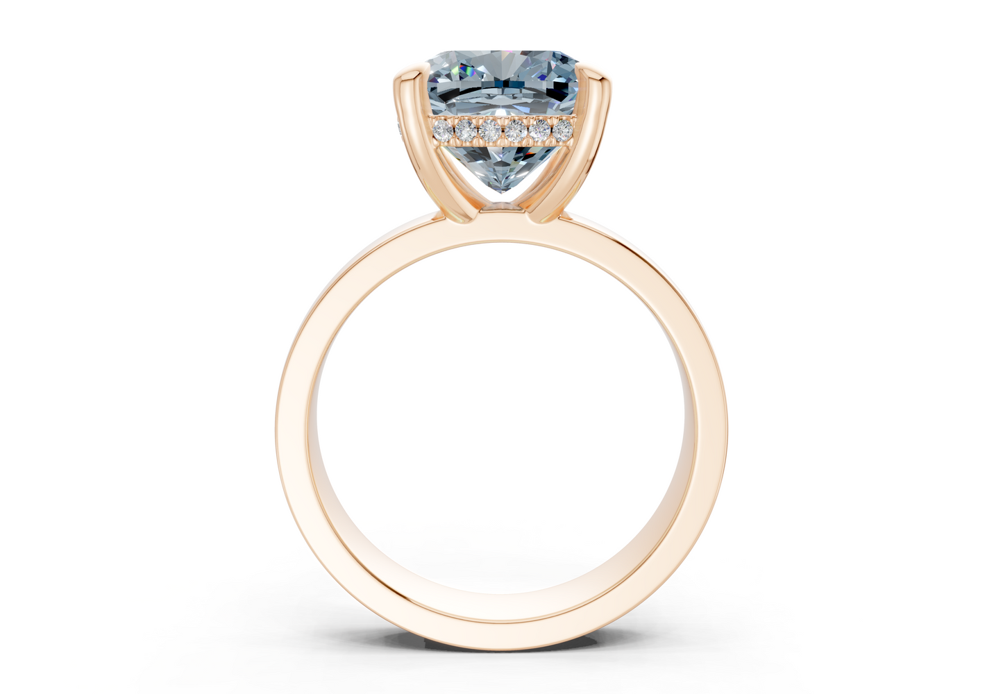 Echo Blue Diamond Solitaire Cushion Squareuare Cut 4mm Engagement Ring