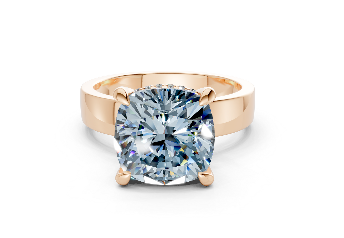 Echo Blue Diamond Solitaire Cushion Squareuare Cut 4mm Engagement Ring