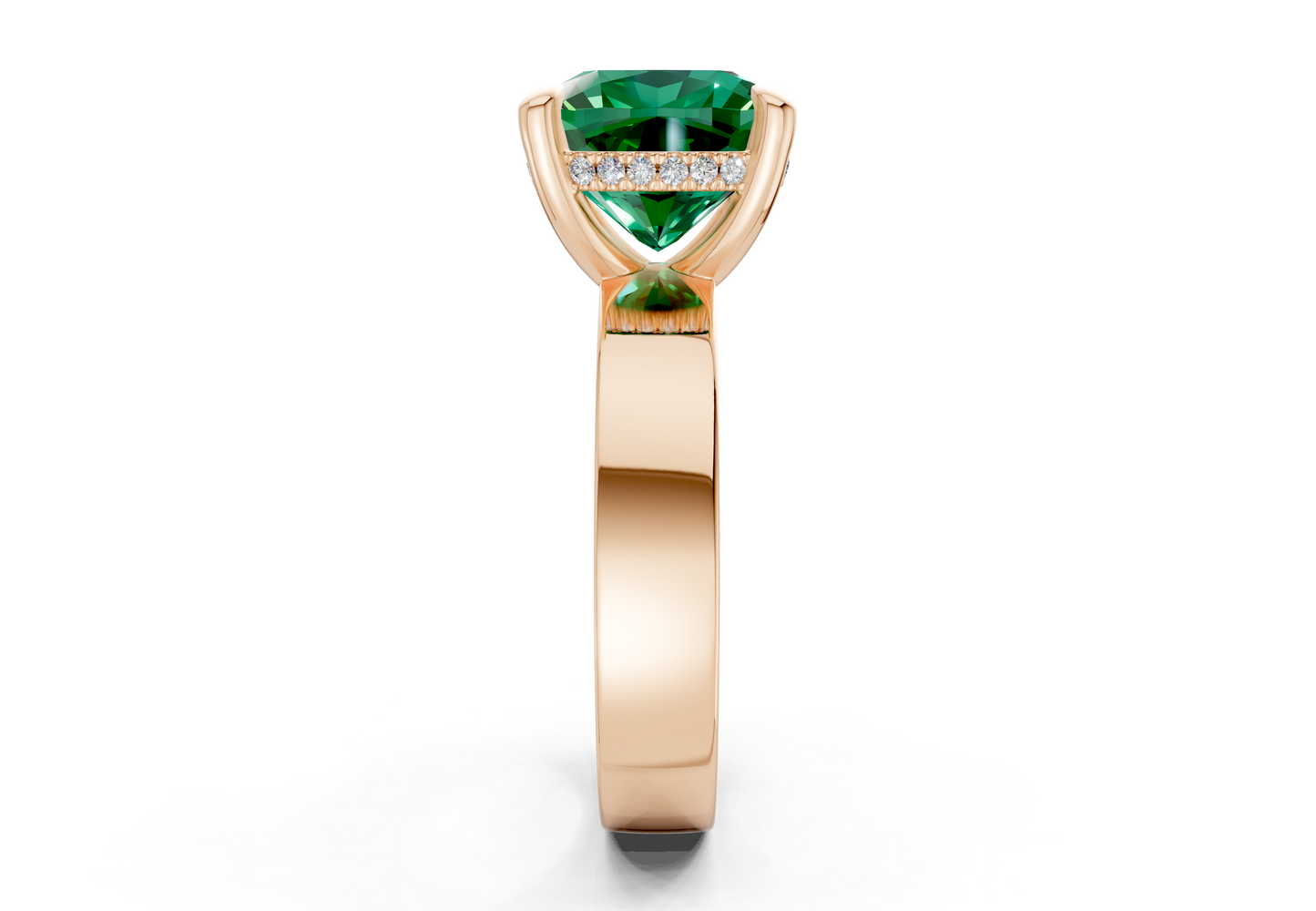 Echo Emerald Gemstone Solitaire Cushion Squareuare Cut 4mm Engagement Ring