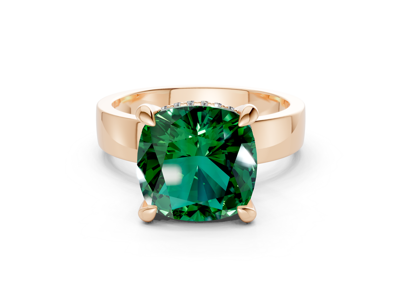 Echo Emerald Gemstone Solitaire Cushion Squareuare Cut 4mm Engagement Ring