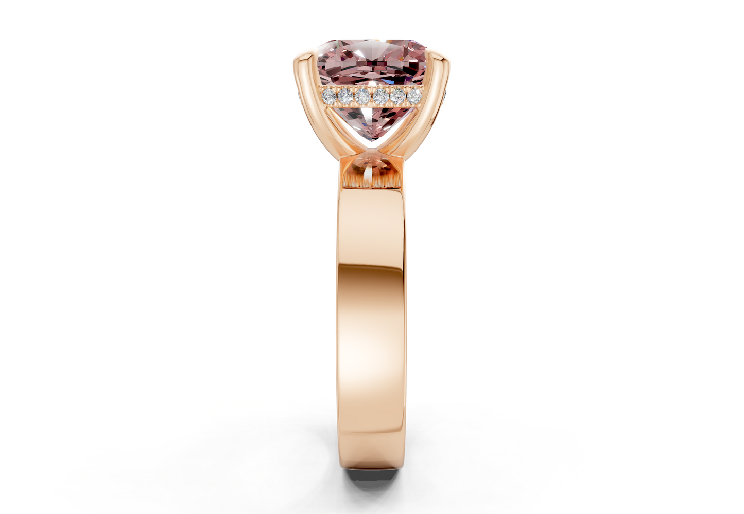 Echo Pink Diamond Solitaire Cushion Squareuare Cut 4mm Engagement Ring