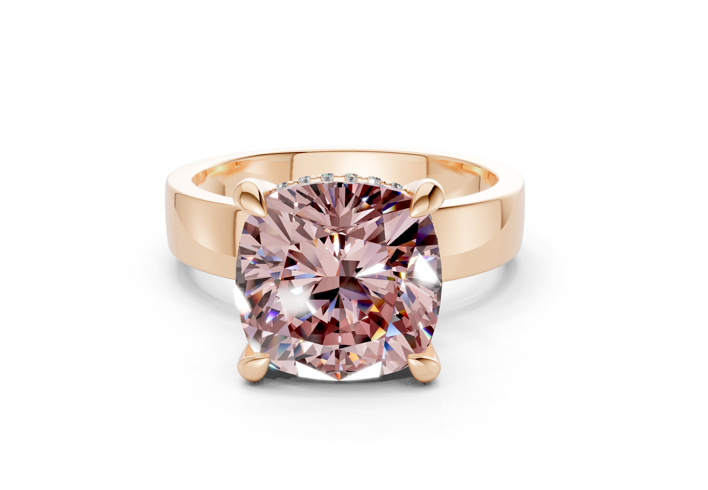 Echo Pink Diamond Solitaire Cushion Squareuare Cut 4mm Engagement Ring