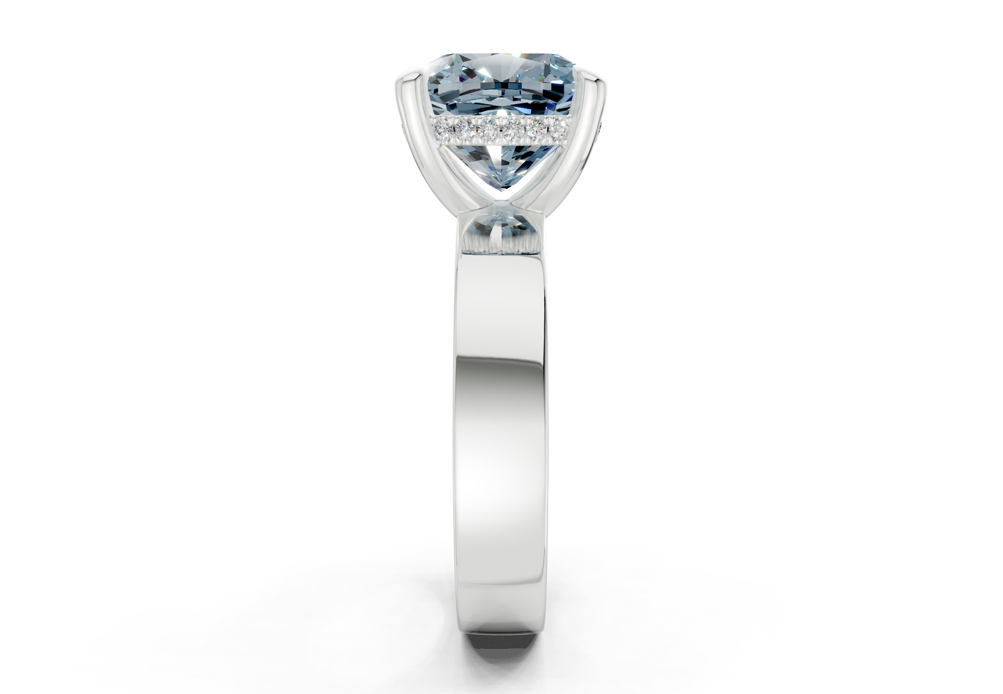 Echo Blue Diamond Solitaire Cushion Squareuare Cut 4mm Engagement Ring