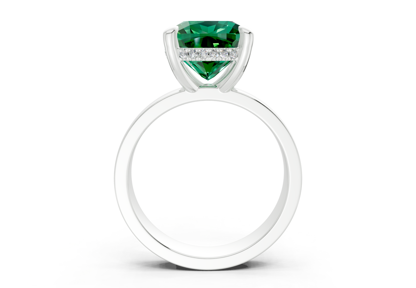 Echo Emerald Gemstone Solitaire Cushion Squareuare Cut 4mm Engagement Ring