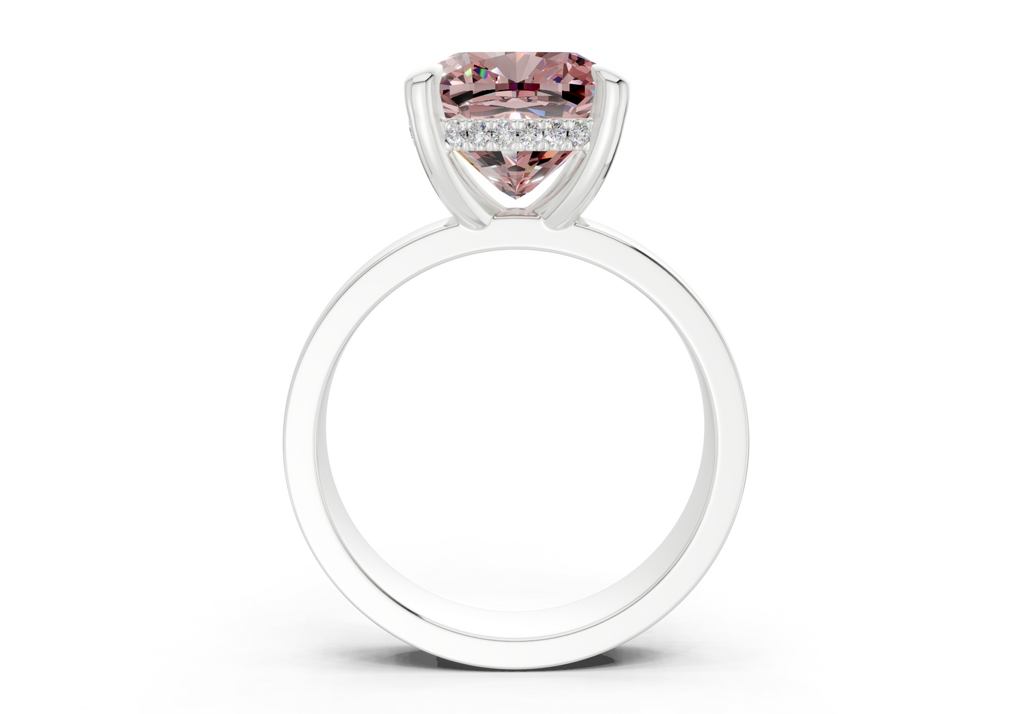 Echo Pink Diamond Solitaire Cushion Squareuare Cut 4mm Engagement Ring