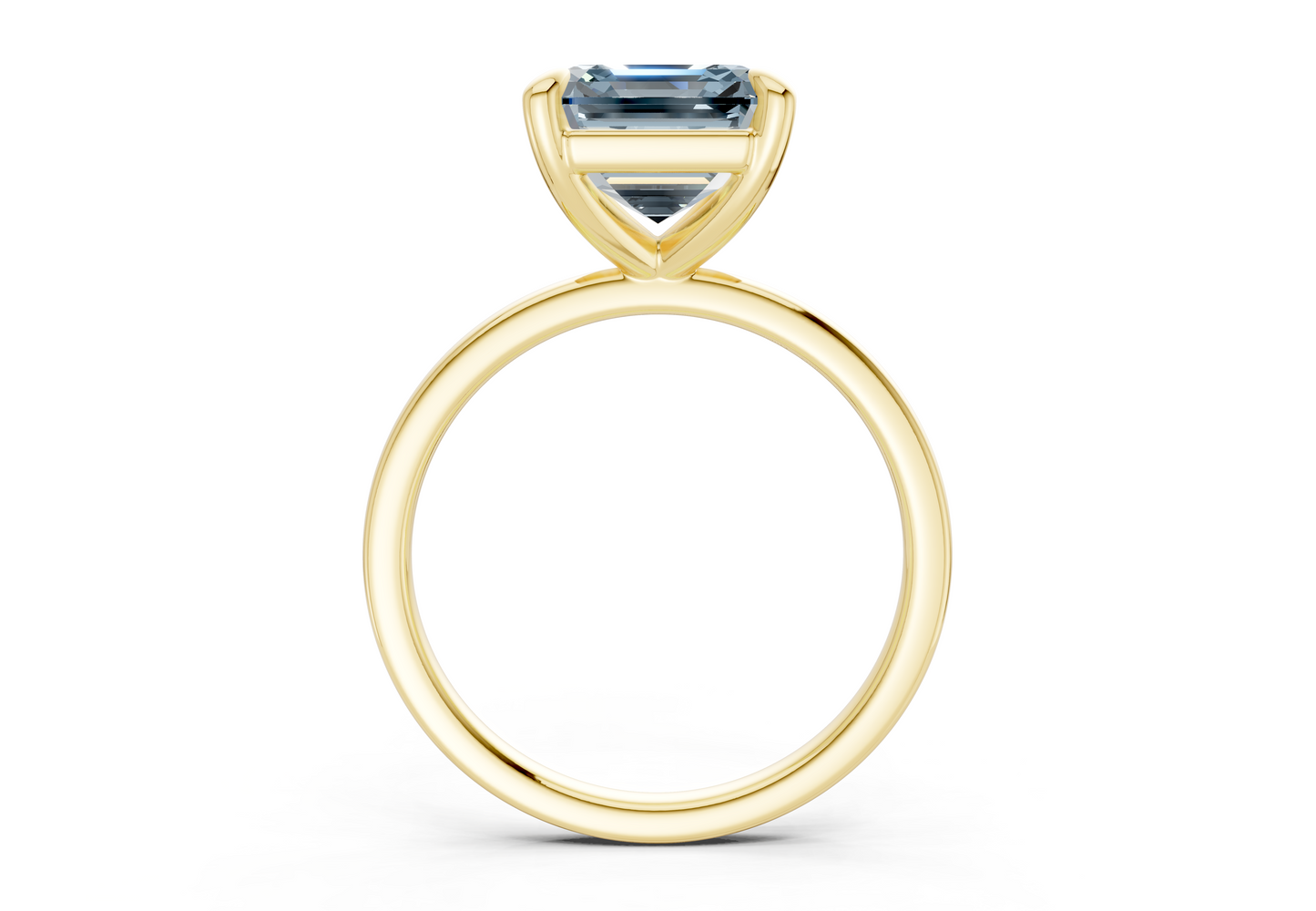 Clementine Blue Diamond Solitaire Asscher Cut 1.8mm Engagement Ring