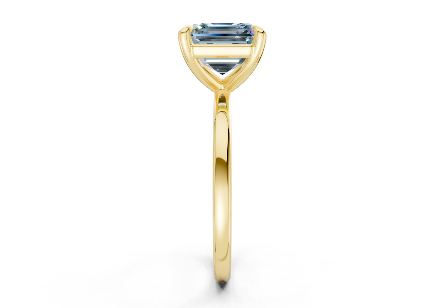 Clementine Blue Diamond Solitaire Asscher Cut 1.8mm Engagement Ring