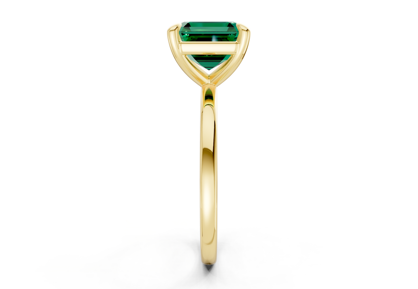 Clementine Emerald Gemstone Solitaire Asscher Cut 1.8mm Engagement Ring