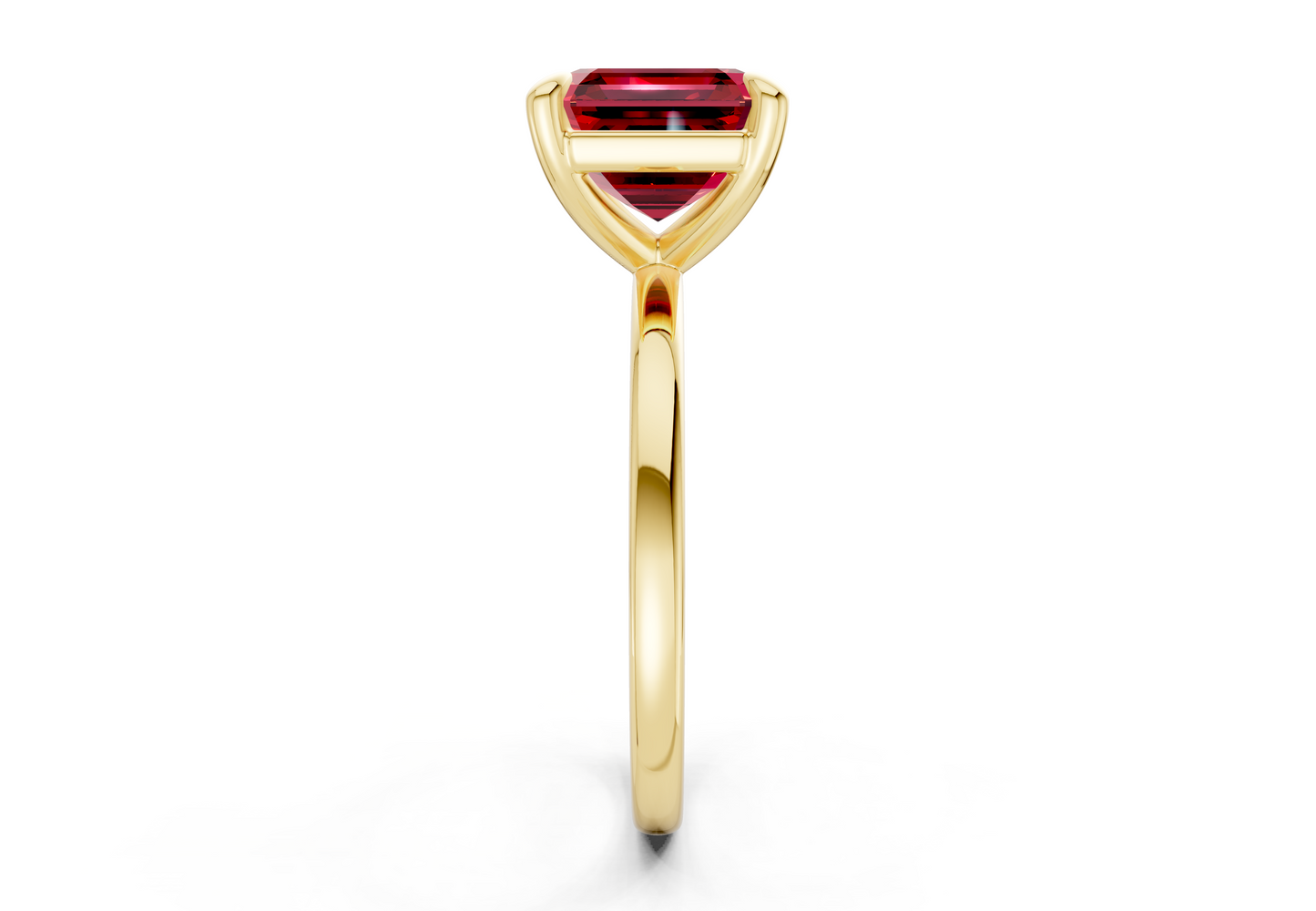 Clementine Ruby Gemstone Solitaire Asscher Cut 1.8mm Engagement Ring