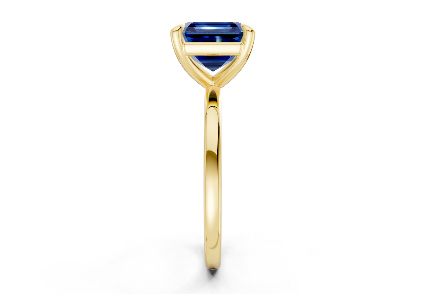 Clementine Sapphire Gemstone Solitaire Asscher Cut 1.8mm Engagement Ring