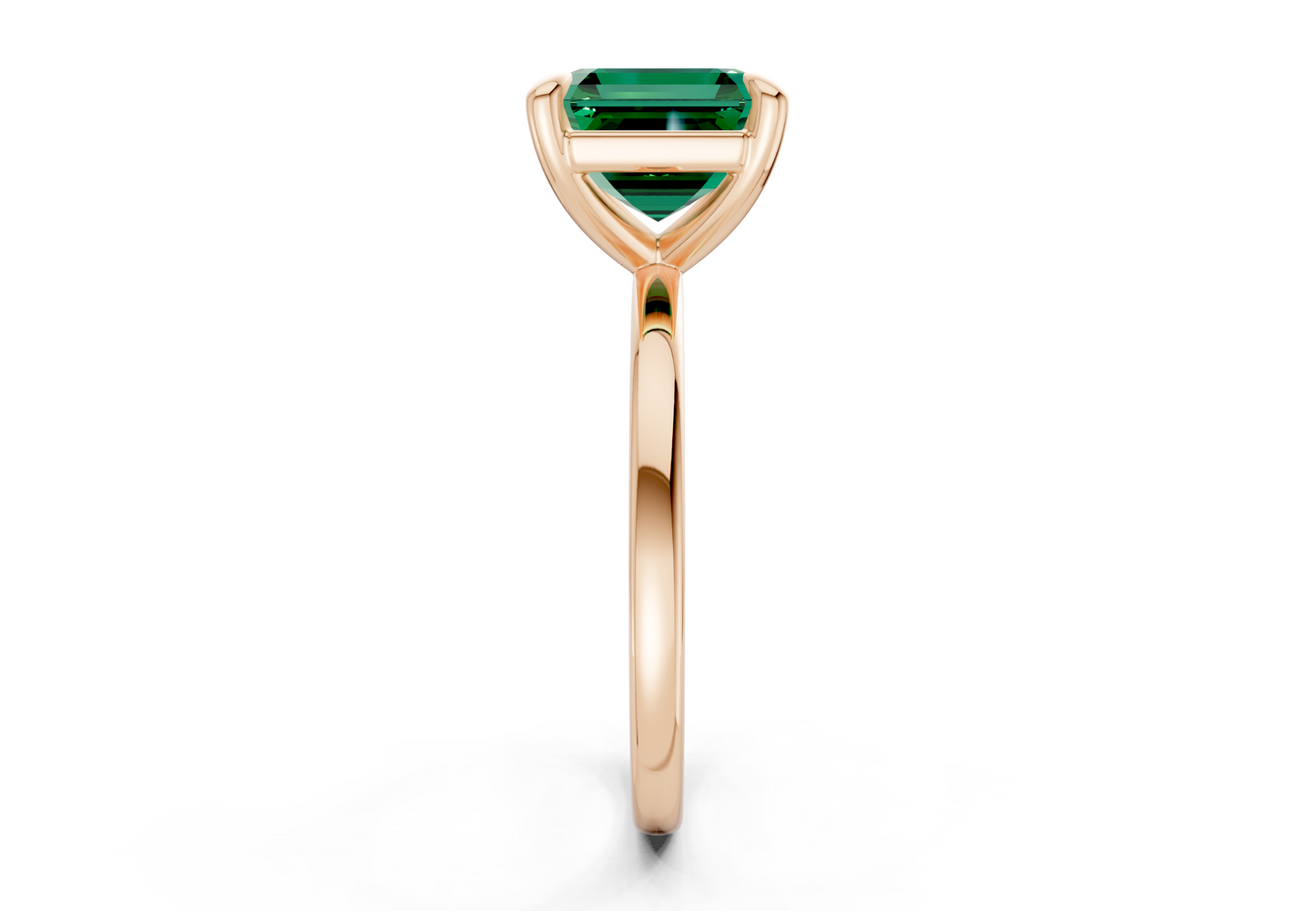 Clementine Emerald Gemstone Solitaire Asscher Cut 1.8mm Engagement Ring