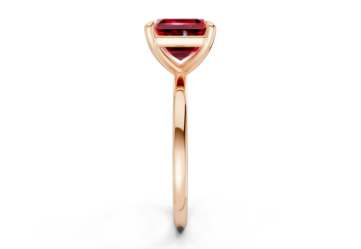 Clementine Ruby Gemstone Solitaire Asscher Cut 1.8mm Engagement Ring