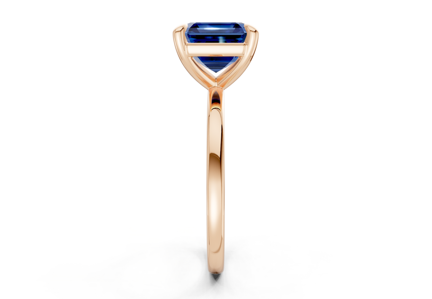 Clementine Sapphire Gemstone Solitaire Asscher Cut 1.8mm Engagement Ring