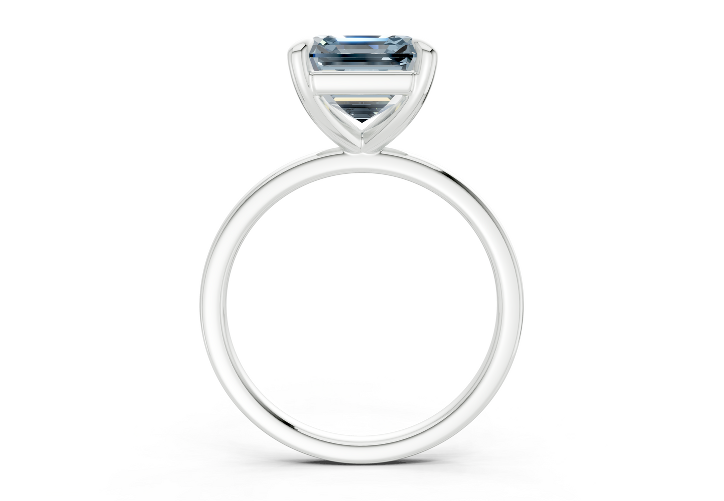 Clementine Blue Diamond Solitaire Asscher Cut 1.8mm Engagement Ring