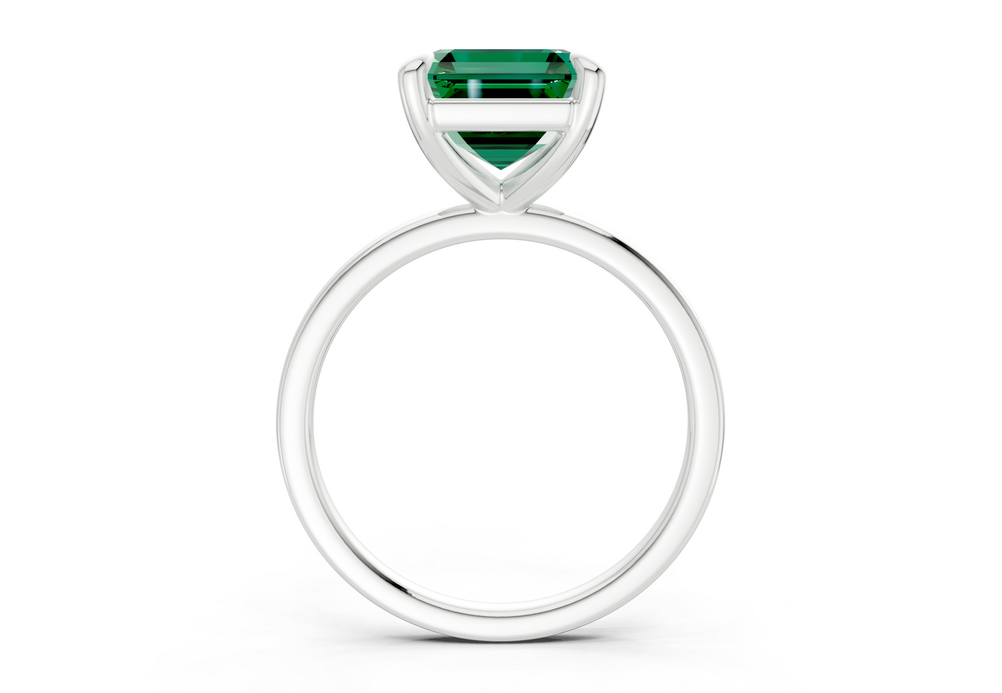 Clementine Emerald Gemstone Solitaire Asscher Cut 1.8mm Engagement Ring