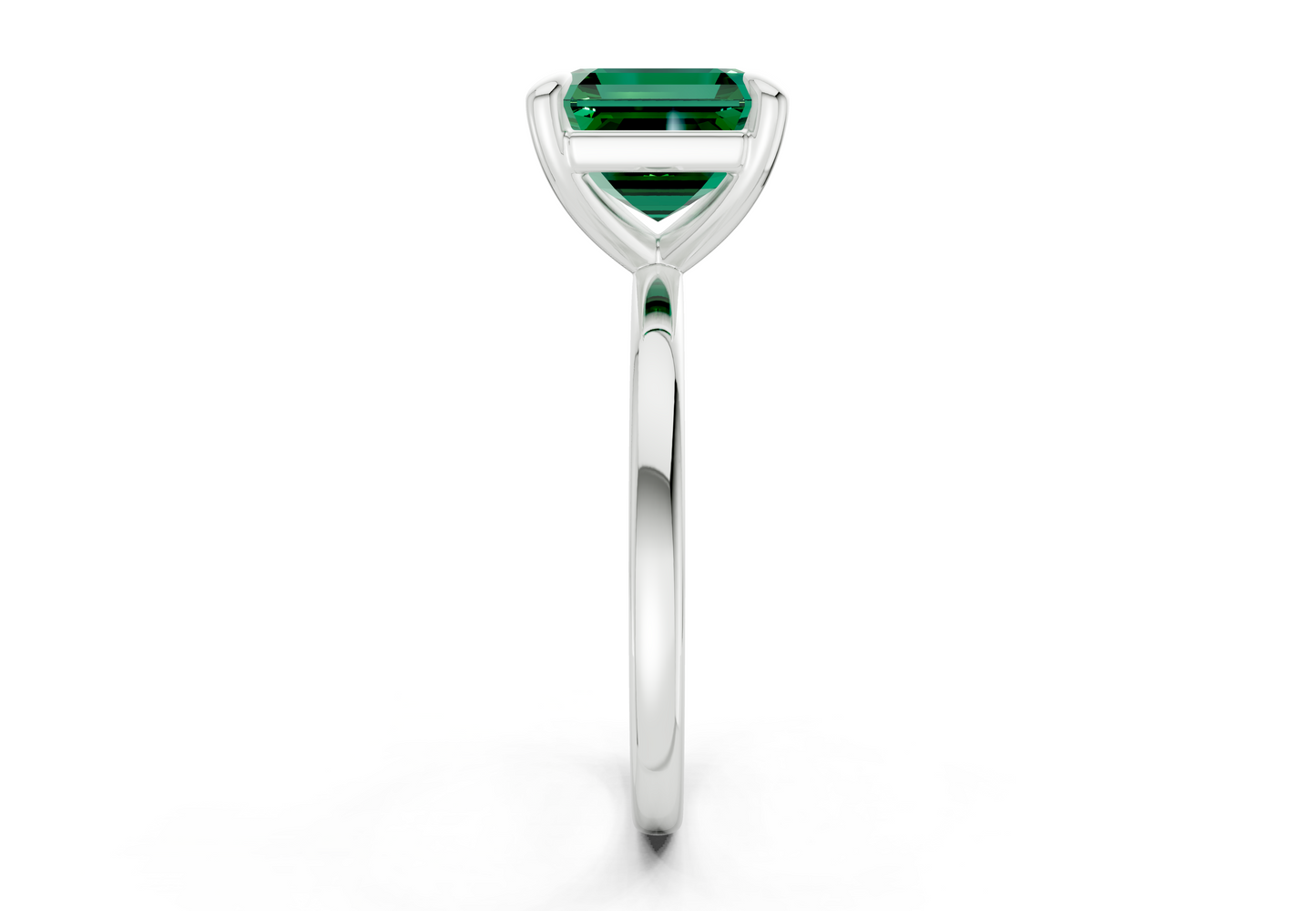 Clementine Emerald Gemstone Solitaire Asscher Cut 1.8mm Engagement Ring