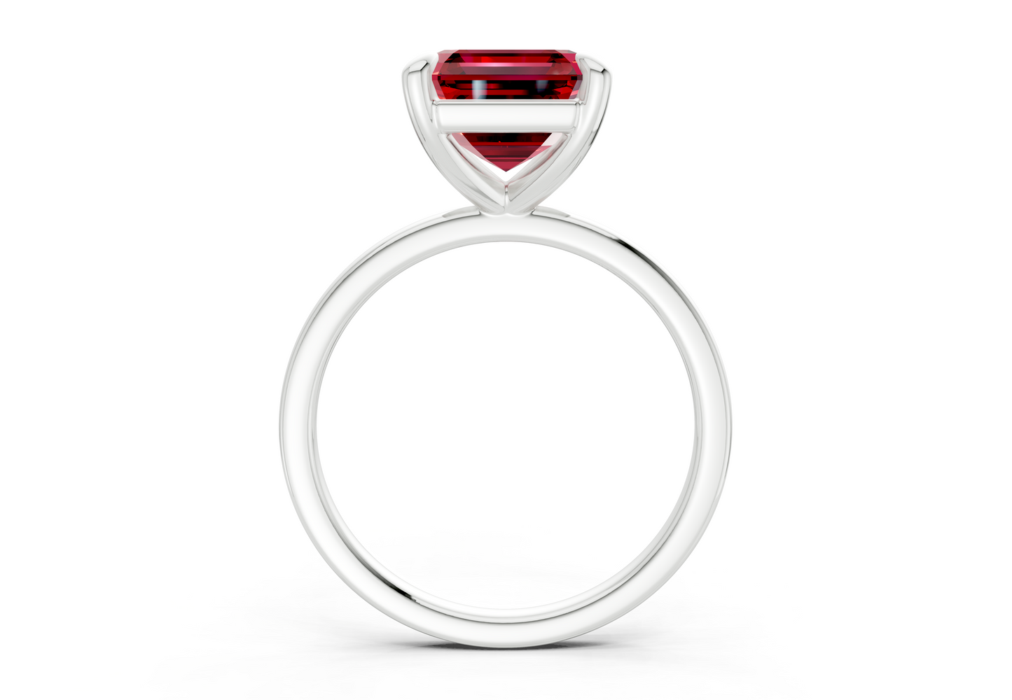 Clementine Ruby Gemstone Solitaire Asscher Cut 1.8mm Engagement Ring