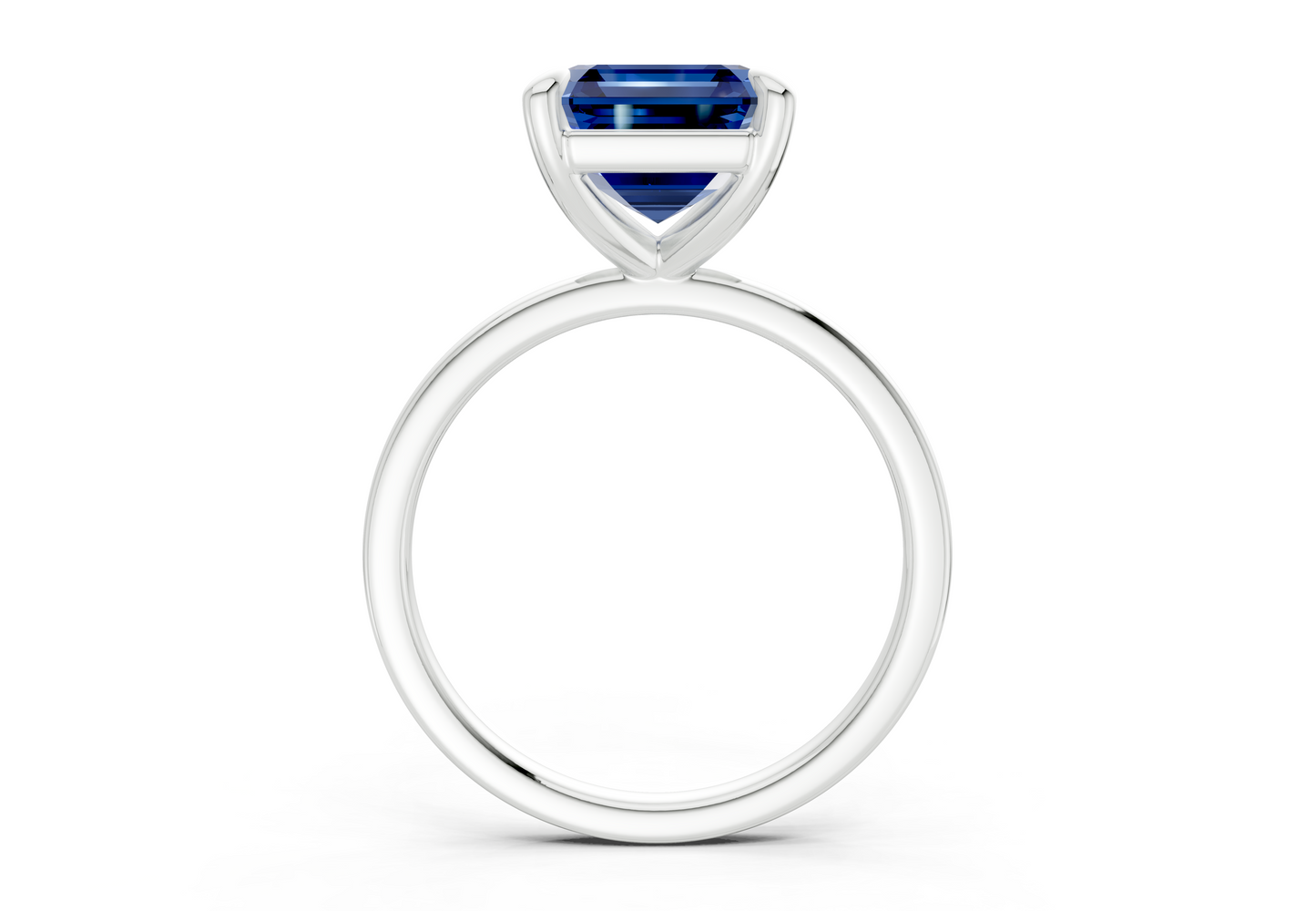 Clementine Sapphire Gemstone Solitaire Asscher Cut 1.8mm Engagement Ring