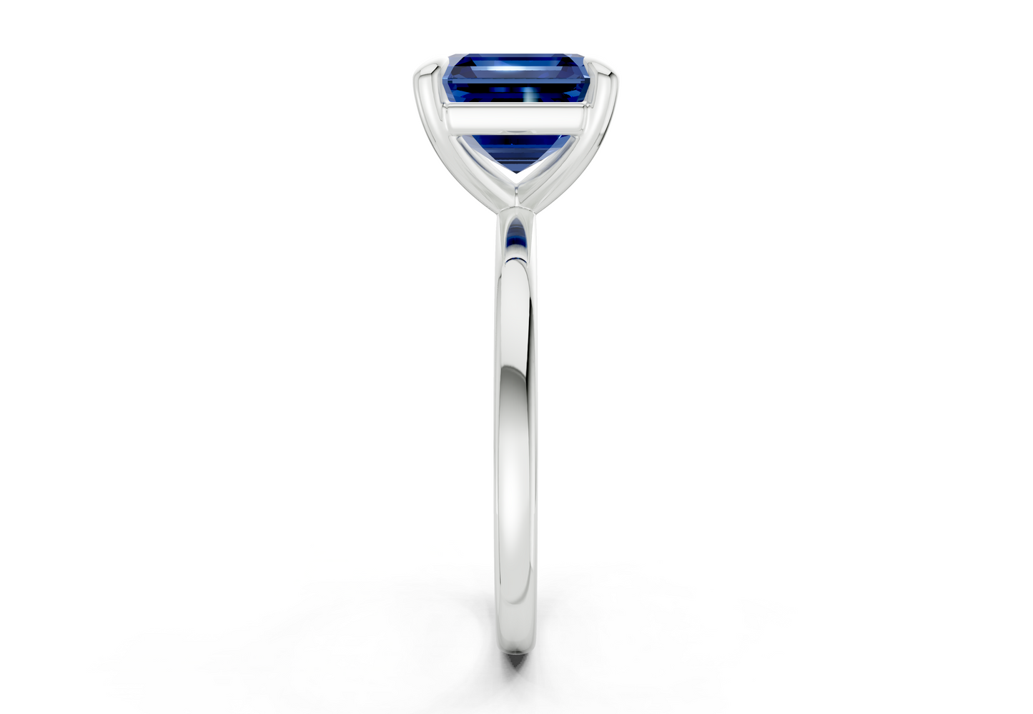 Clementine Sapphire Gemstone Solitaire Asscher Cut 1.8mm Engagement Ring