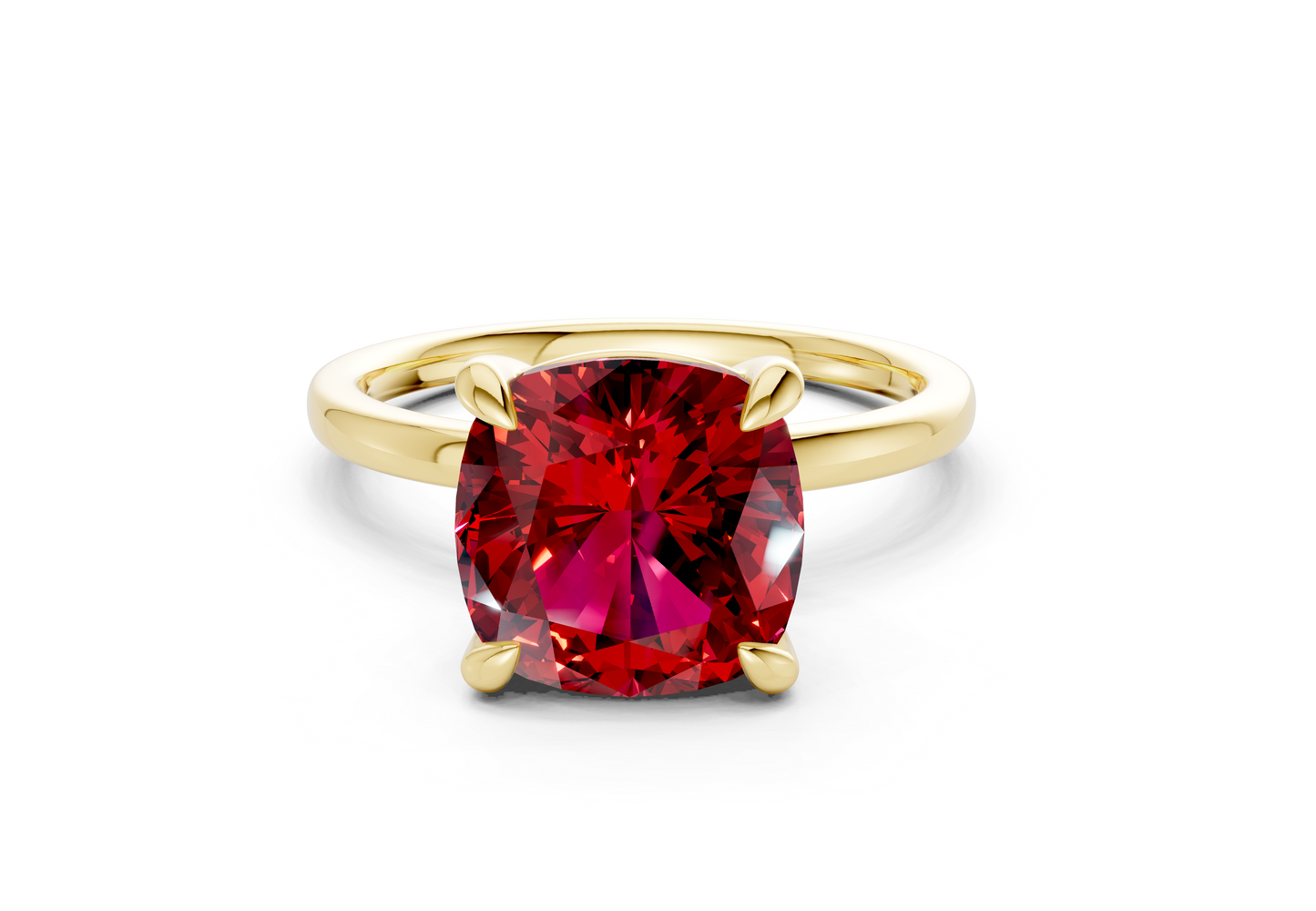 Clementine Ruby Gemstone Solitaire Cushion Squareuare Cut 1.8mm Engagement Ring