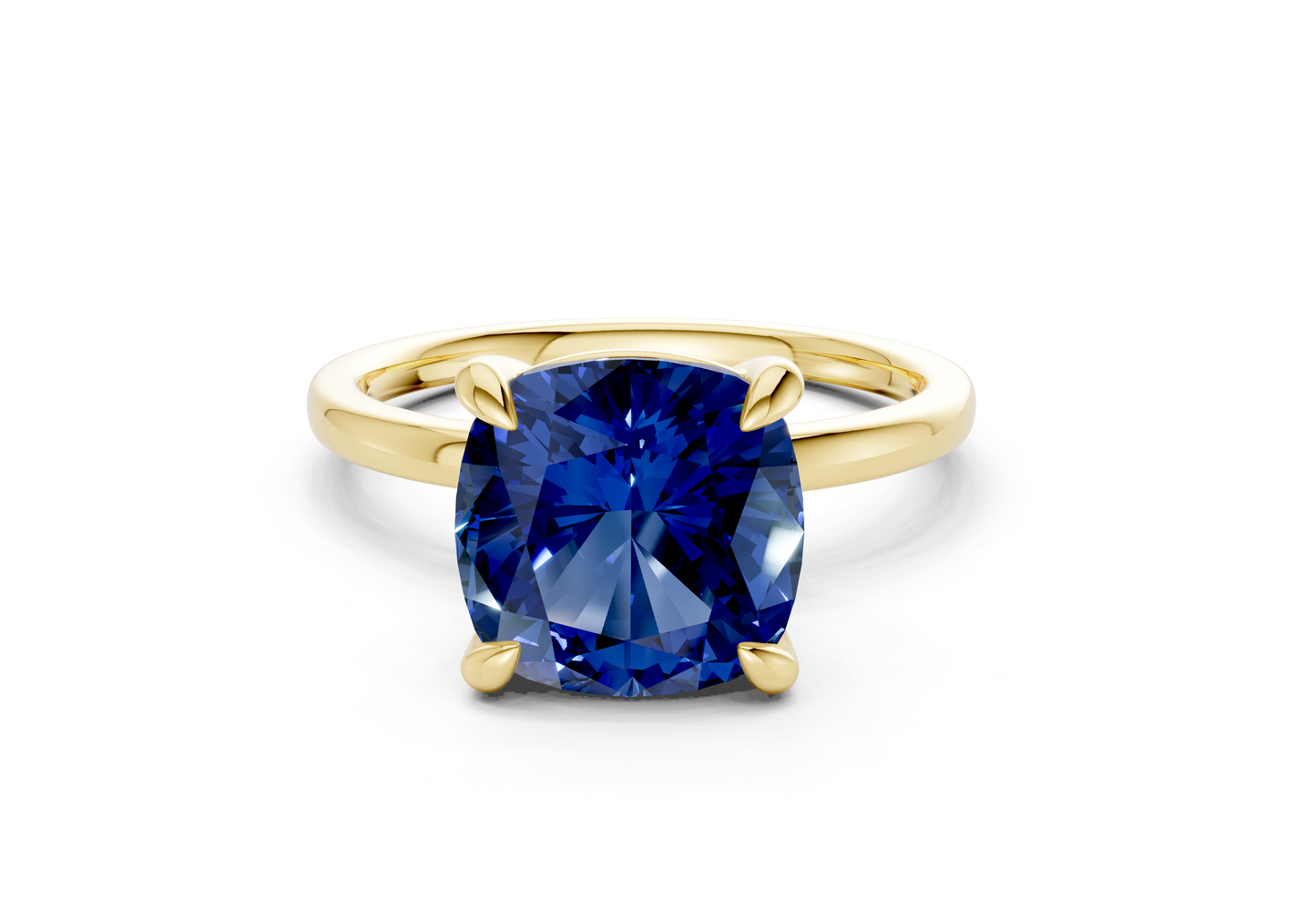 Clementine Sapphire Gemstone Solitaire Cushion Squareuare Cut 1.8mm Engagement Ring