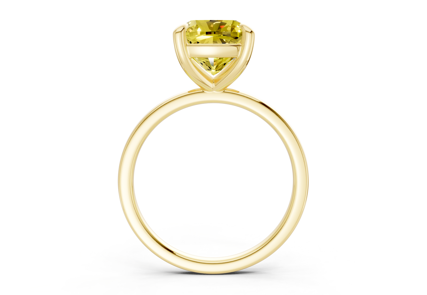 Clementine Yellow Diamond Solitaire Cushion Squareuare Cut 1.8mm Engagement Ring