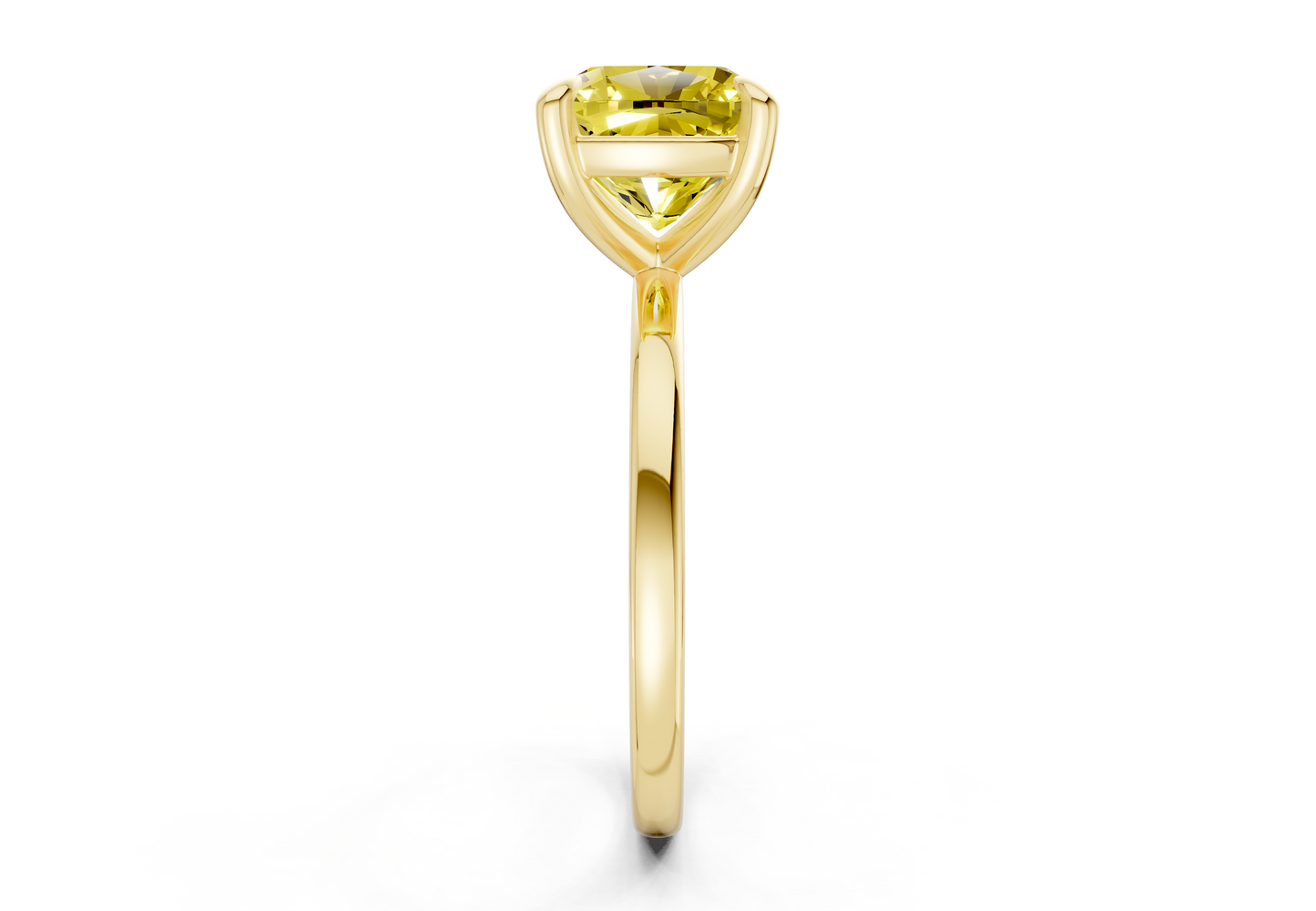 Clementine Yellow Diamond Solitaire Cushion Squareuare Cut 1.8mm Engagement Ring