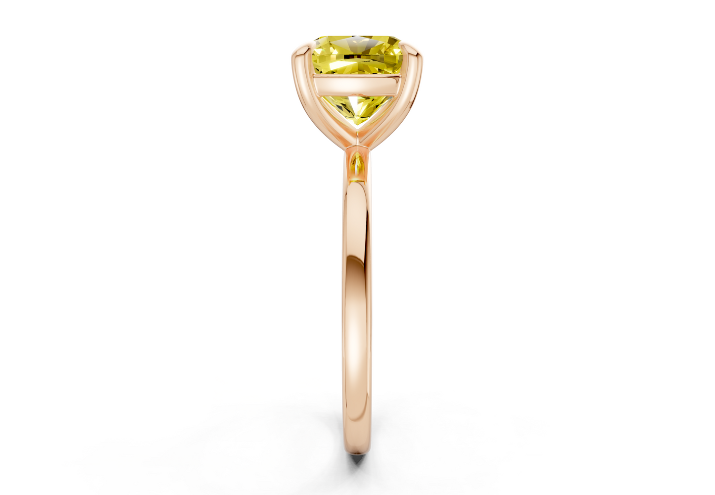 Clementine Yellow Diamond Solitaire Cushion Squareuare Cut 1.8mm Engagement Ring