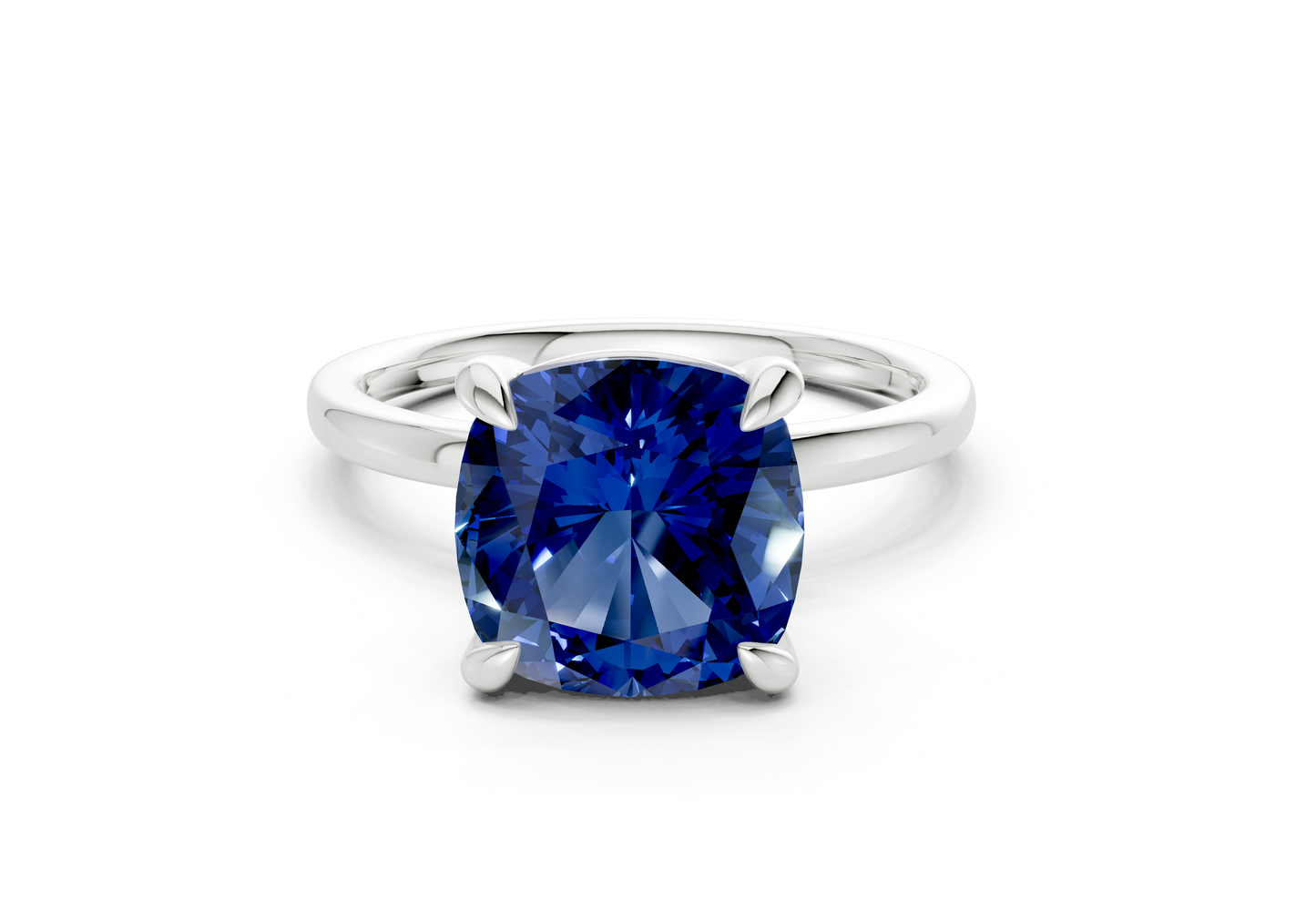 Clementine Sapphire Gemstone Solitaire Cushion Squareuare Cut 1.8mm Engagement Ring