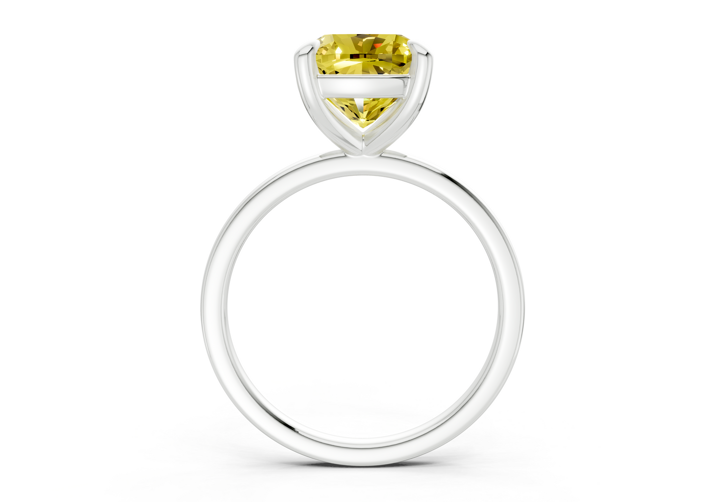 Clementine Yellow Diamond Solitaire Cushion Squareuare Cut 1.8mm Engagement Ring