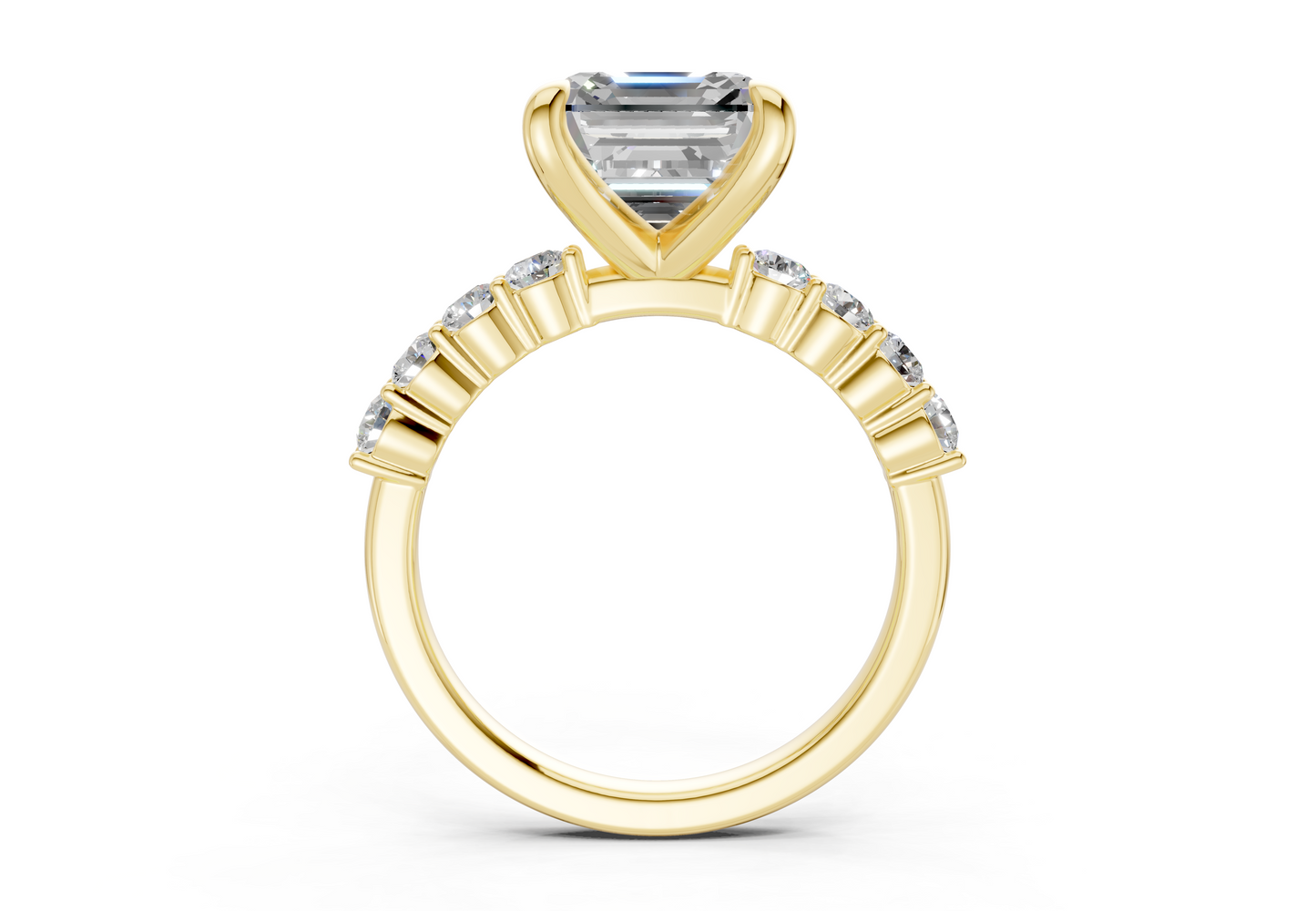 Arabella Diamond Accent Asscher Cut 2mm Engagement Ring