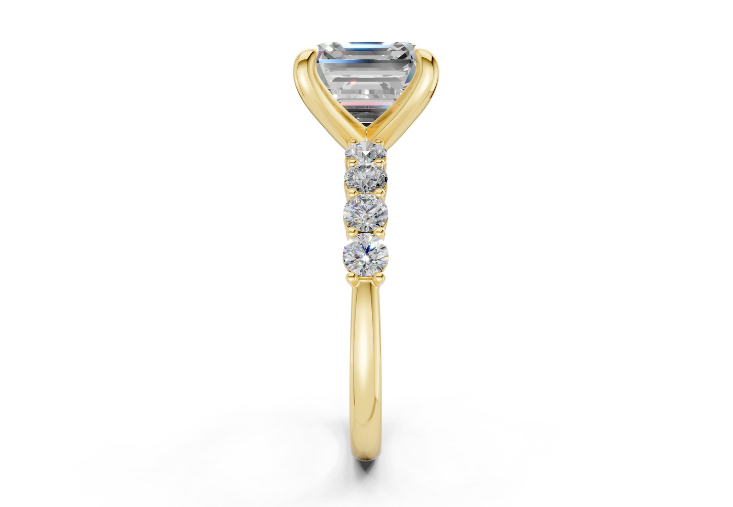 Arabella Diamond Accent Asscher Cut 2mm Engagement Ring