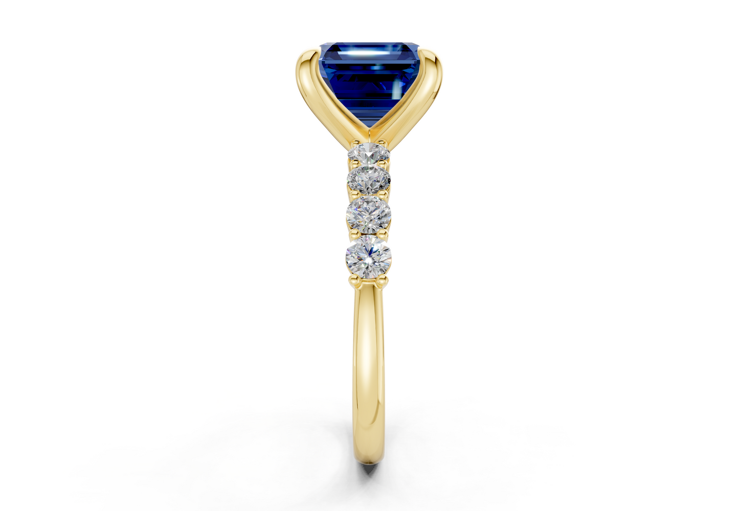 Arabella Sapphire Gemstone Accent Asscher Cut 2mm Engagement Ring