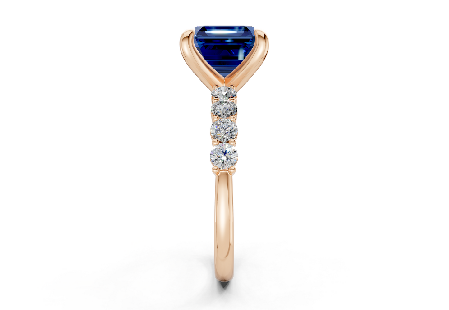 Arabella Sapphire Gemstone Accent Asscher Cut 2mm Engagement Ring