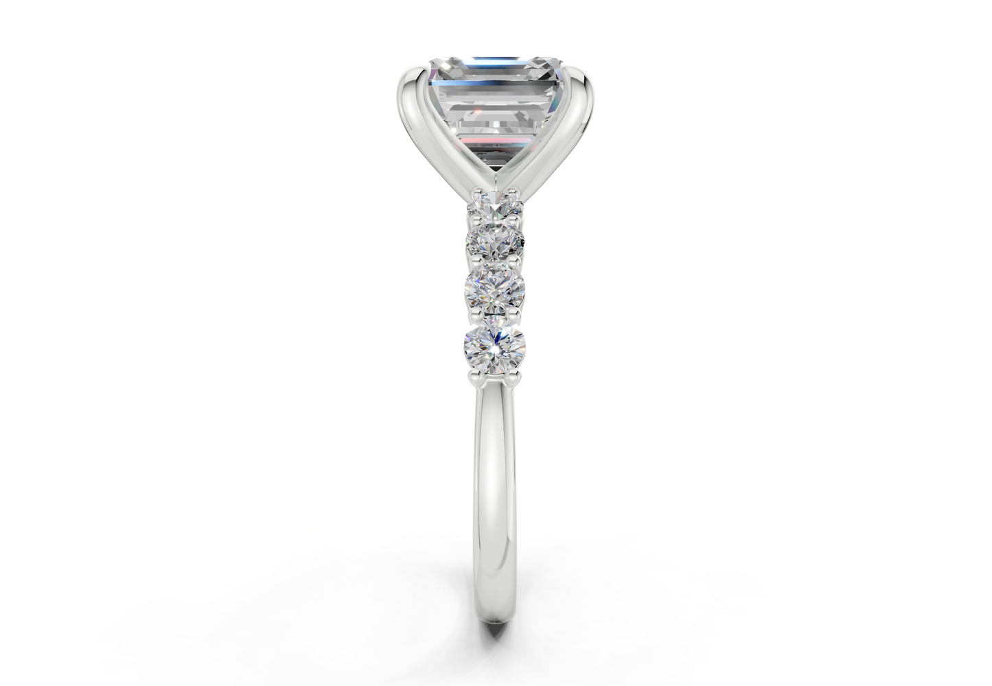 Arabella Diamond Accent Asscher Cut 2mm Engagement Ring