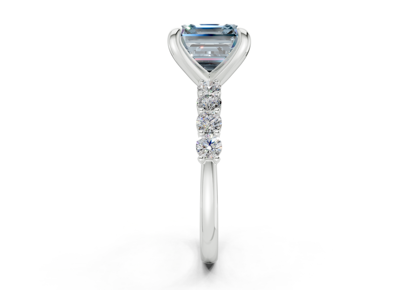 Arabella Blue Diamond Accent Asscher Cut 2mm Engagement Ring