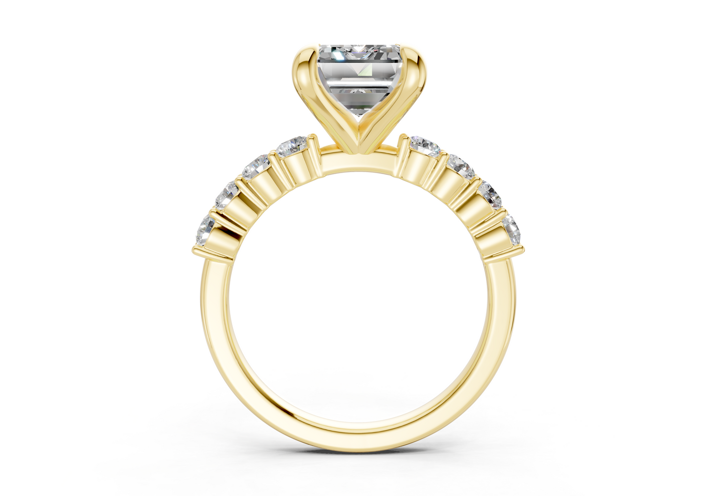 Arabella Diamond Accent Emerald Cut 2mm Engagement Ring