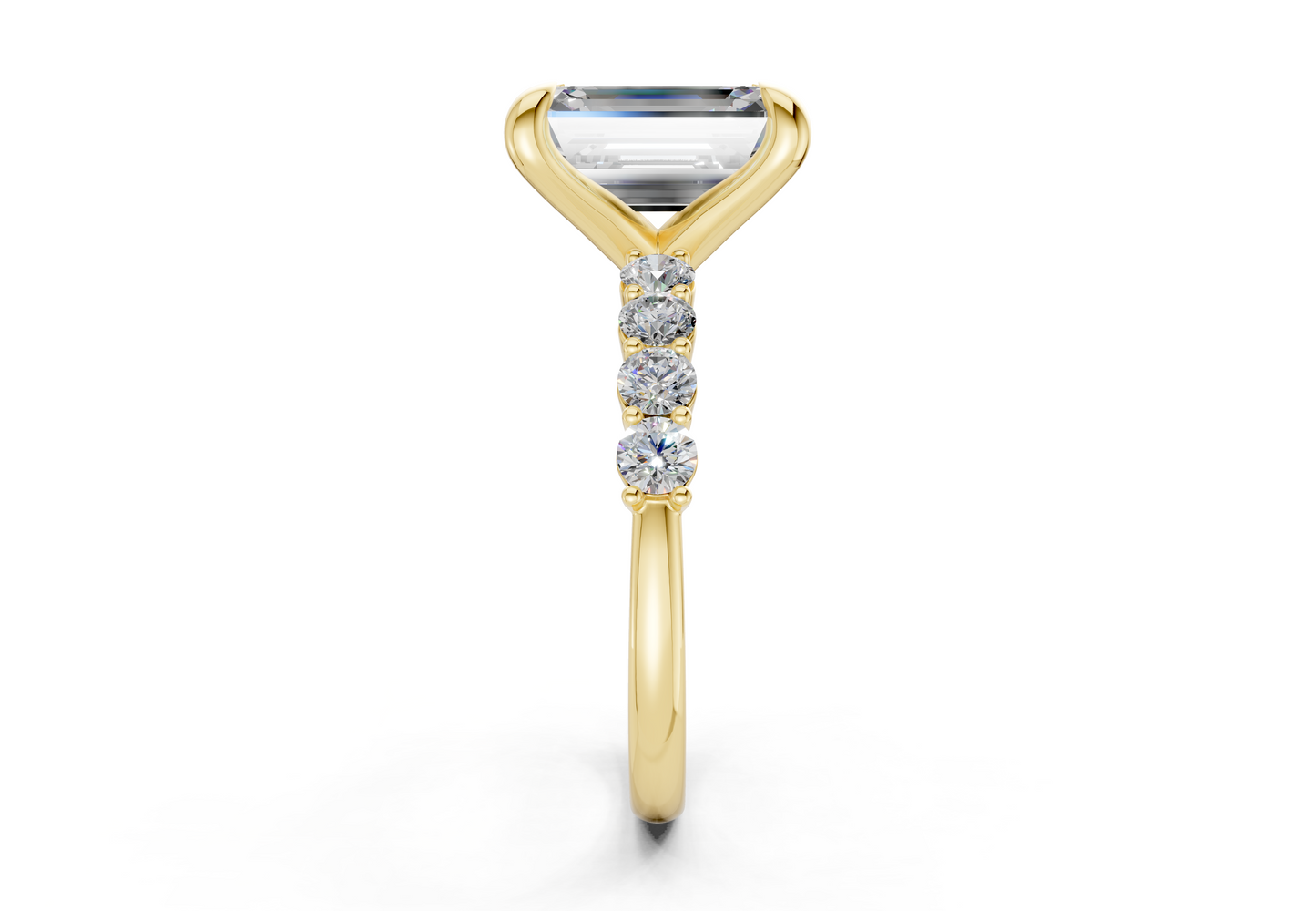 Arabella Diamond Accent Emerald Cut 2mm Engagement Ring