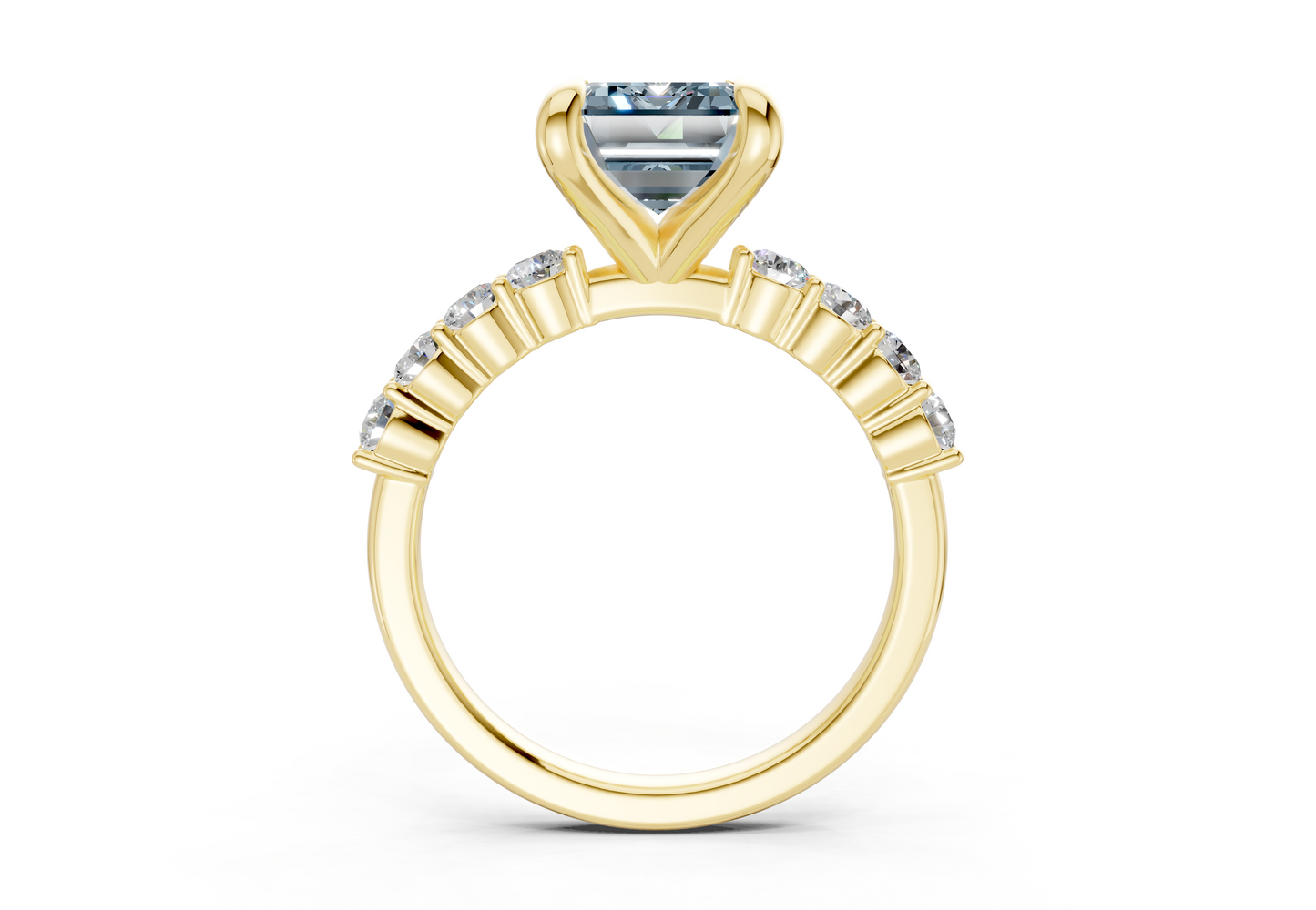 Arabella Blue Diamond Accent Emerald Cut 2mm Engagement Ring