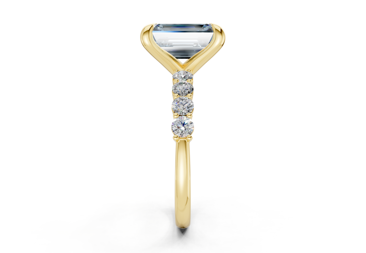 Arabella Blue Diamond Accent Emerald Cut 2mm Engagement Ring