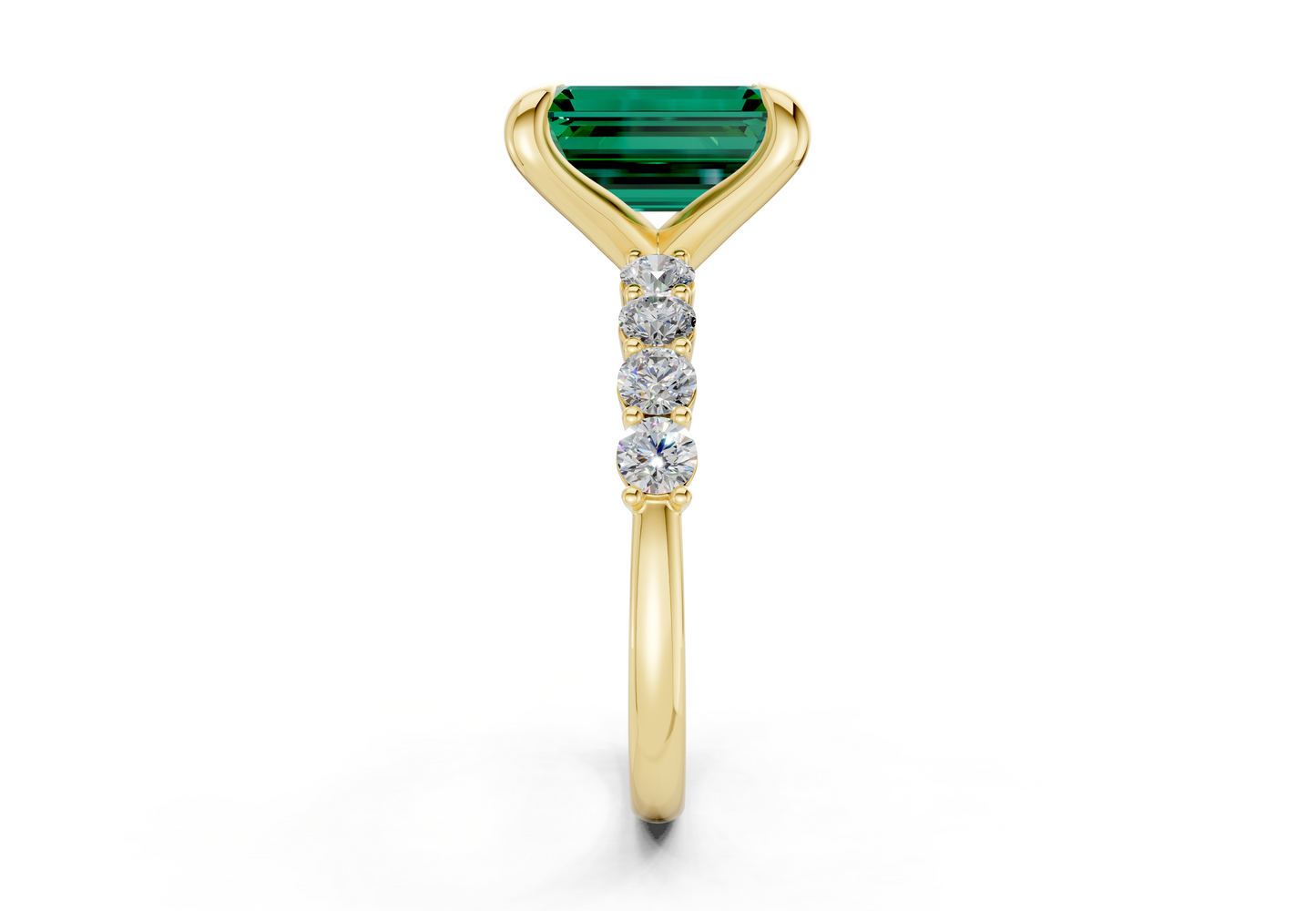 Arabella Emerald Gemstone Accent Emerald Cut 2mm Engagement Ring