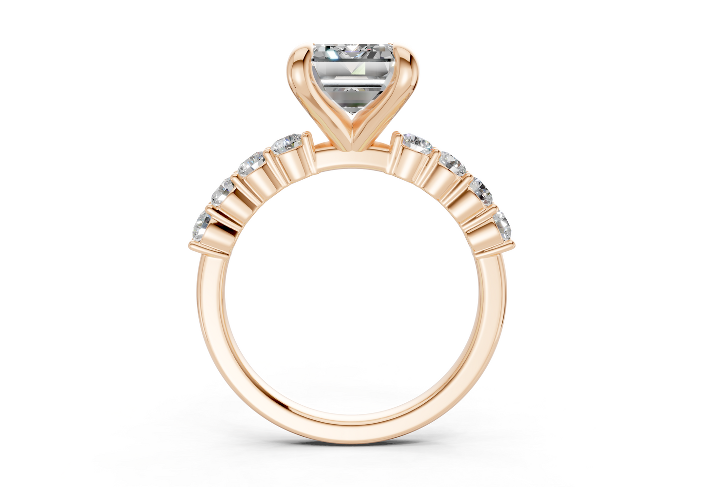 Arabella Diamond Accent Emerald Cut 2mm Engagement Ring