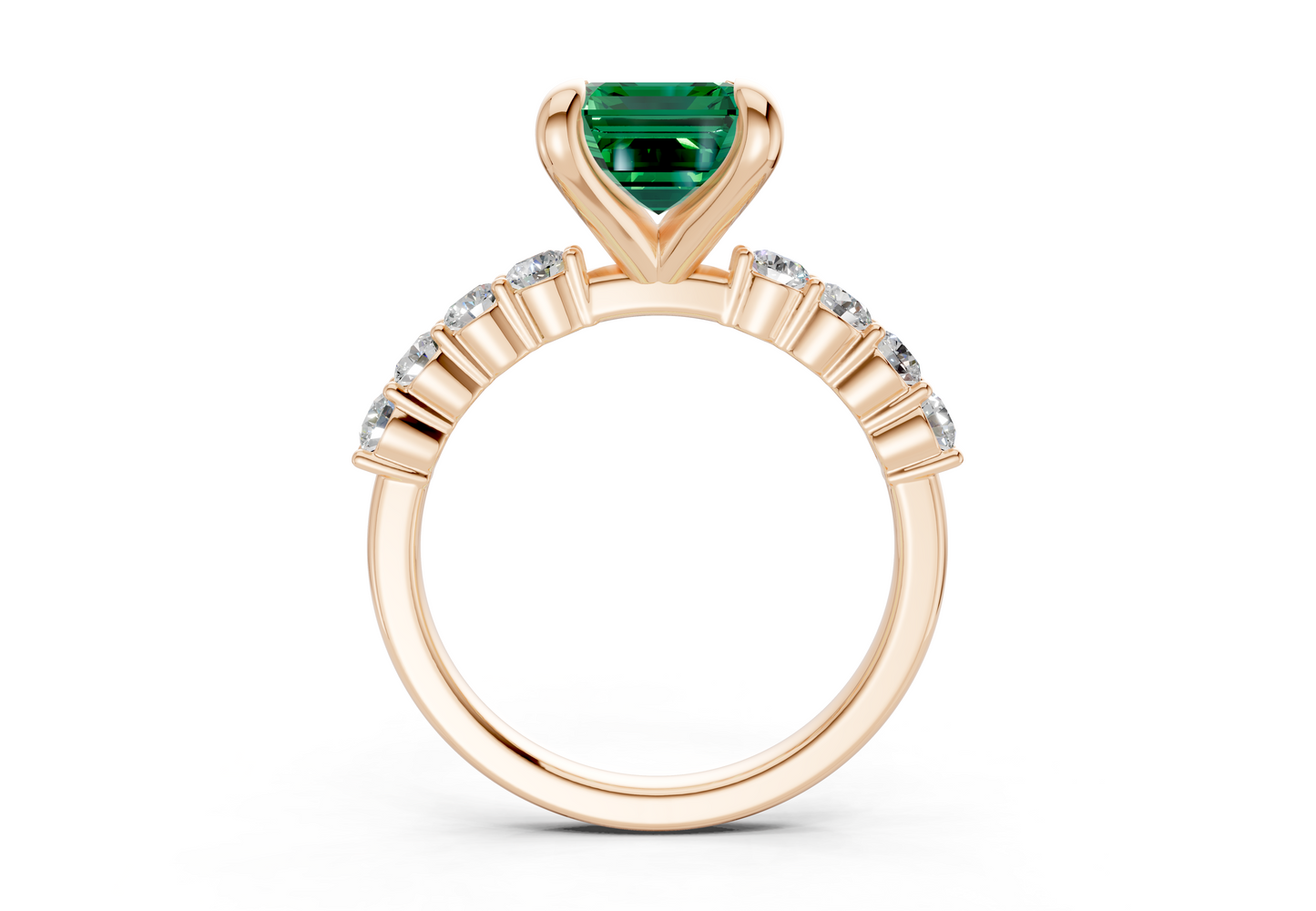 Arabella Emerald Gemstone Accent Emerald Cut 2mm Engagement Ring